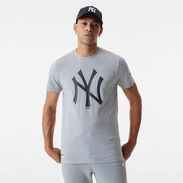 New York Yankees Team Logo Miesten T-paita Harmaat - New Era Vaatteet Halpa hinta FI-951823